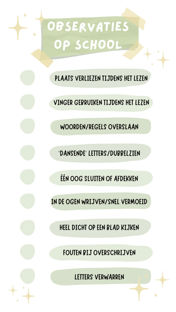 Hoe goede visuele vaardigheden het verschil maken bij leren en lezen 1 obervatielijst op school